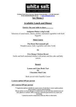 Set Menu 1 Available Lunch and Dinner