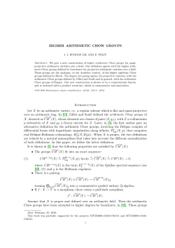 HIGHER ARITHMETIC CHOW GROUPS Introduction Let X