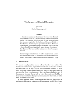 The Structure of Classical Mechanics 1. Introduction
