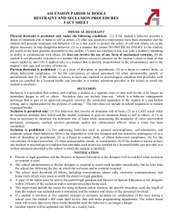 Restraint and Seclusion Fact Sheet