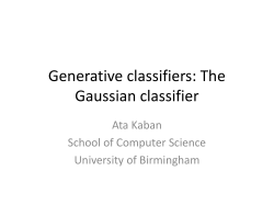 Generative classifiers - School of Computer Science, University of