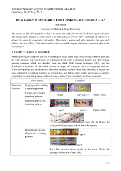 How Early is Too Early for Thinking Algebraically?