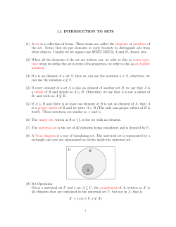 1.1 INTRODUCTION TO SETS (1) A set is a collection
