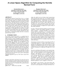 A Linear Space Algorithm for Computing the Hermite