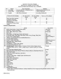 Book List - Queens` College Indore