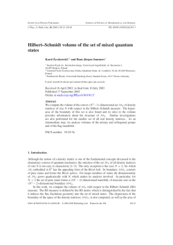 Hilbert&ndash;Schmidt volume of the set of mixed quantum states
