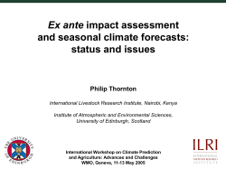 Ex Ante Impact Assessment and Seasonal Climate Forecasts
