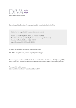 Team Interactions in Specialized Palliative Care Teams