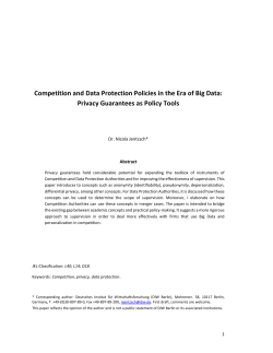 Competition and Data Protection Policies in the Era of Big Data