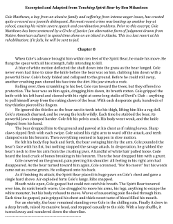 Excerpted and Adapted from Touching Spirit Bear by Ben Mikaelsen