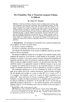 The Probability That A Numerical Analysis Problem Is Difficult