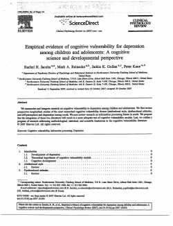 Empirical evidence of cognitive vulnerability for depression