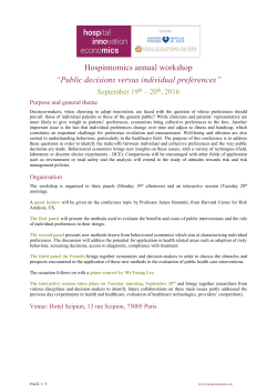 Hospinnomics annual workshop “Public decisions versus individual