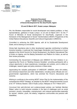 MOST Forum of Ministers of Social Development for the