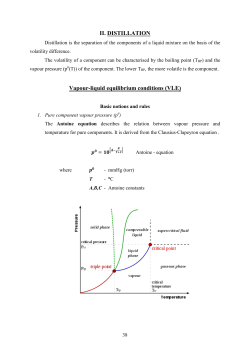 II. DISTILLATION Vapour-liquid equilibrium conditions (VLE)
