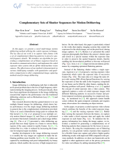 Complementary Sets of Shutter Sequences for Motion Deblurring