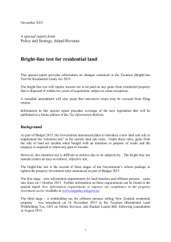 Special report on the bright-line test for residential land
