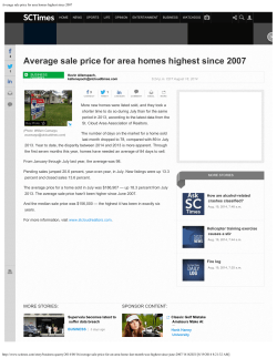 Average sale price for area homes highest since 2007
