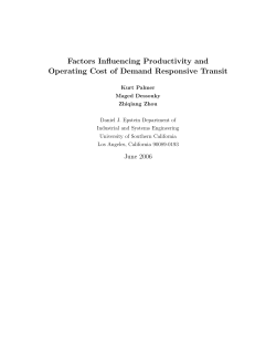 Factors Influencing Productivity and Operating Cost of Demand