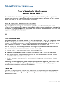 Proof of Lodging for Visa Purposes Bocconi Spring 2015-16