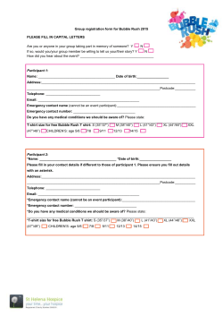 Group registration form for Bubble Rush 2015 PLEASE FILL IN