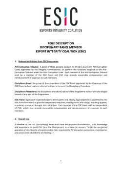 Panel Member Role Description &ndash; ESIC Disciplinary Panel