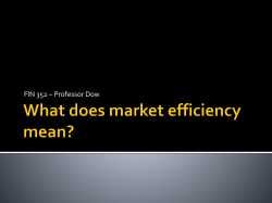 Market Efficiency Lecture I