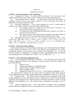 Article 7A - Registration of Voters.