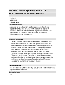 NCSU Course Syllabus: MA 302 - 1 - Numerical