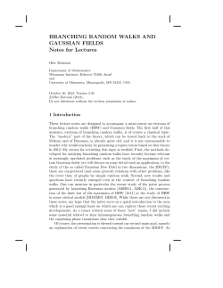 BRANCHING RANDOM WALKS AND GAUSSIAN FIELDS Notes for