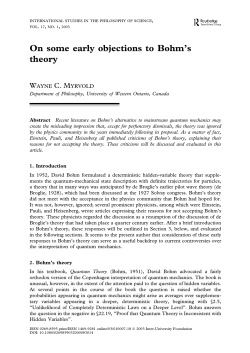 On some early objections to Bohm`s theory
