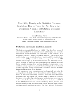Risk-Utility Paradigms for Statistical Disclosure Limitation