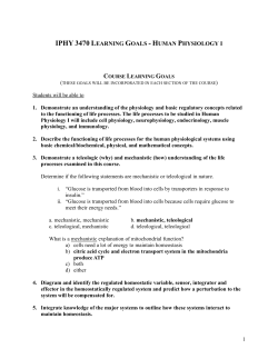 Human Physiology i Course Learning Goals
