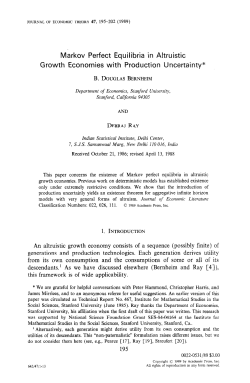 Markov Perfect Equilibria in Altruistic rowth Economies with
