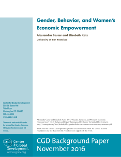 Gender, Behavior and Women`s Economic Empowerment