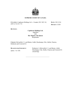 SUPREME COURT OF CANADA Citation: Copthorne Holdings Ltd