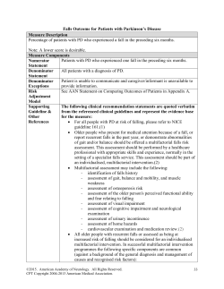 Falls Outcome for Patients with Parkinson`s Disease Measure