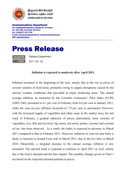 Inflation is expected to moderate after April 2011