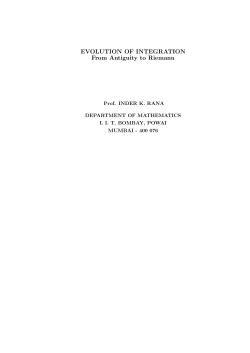 EVOLUTION OF INTEGRATION From Antiguity to Riemann