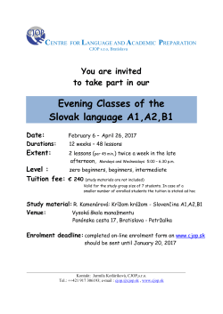 Evening Classes of the Slovak language A1,A2,B1
