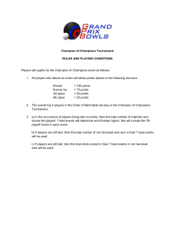 Champion of Champions Tournament RULES AND PLAYING