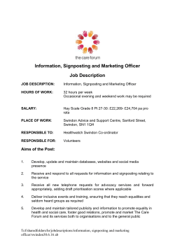 JOB DESCRIPTION: Information, Signposting and Marketing Officer