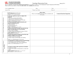 Teaching Observation Form - University of Louisville