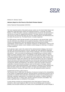 Advisory Report on the Future of the Dutch Pension System