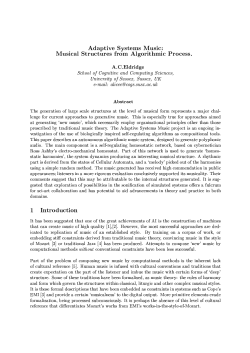 Adaptive Systems Music: Musical Structures from Algorithmic