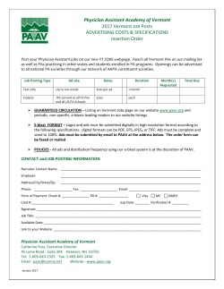 Physician Assistant Academy of Vermont 2017 Vermont Job