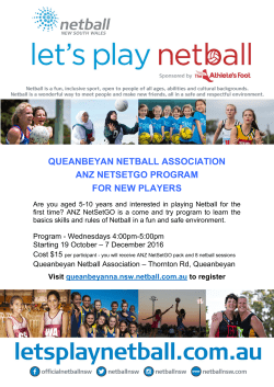 queanbeyan netball association anz netsetgo program for new players
