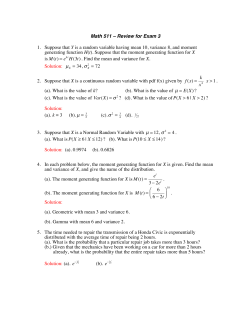 Math 511 Review Exam 3 2013 Solutions