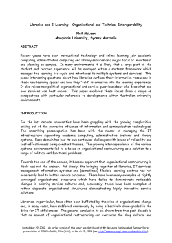 Libraries and E-Learning: Organisational and Technical