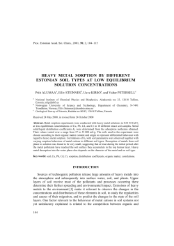 heavy metal sorption by different estonian soil types at low